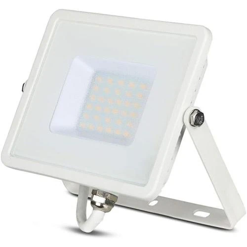 Projecteur Étanche 30W LED IP65, Verre Gris, Corps Blanc - Vue principale