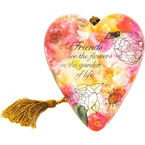 Zoom sur Demdaco Sculpture Art Cœur Vos Amis Fleurs