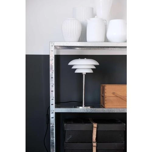 Zoom sur Lampe de Table Opale Chrome, Design Danois Moderne