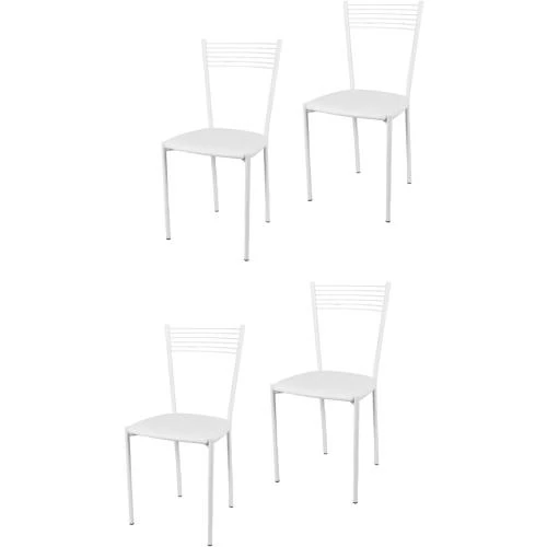 Chaises Elegance Tommychairs, Acier Blanc, Cuir Artificiel - Vue principale