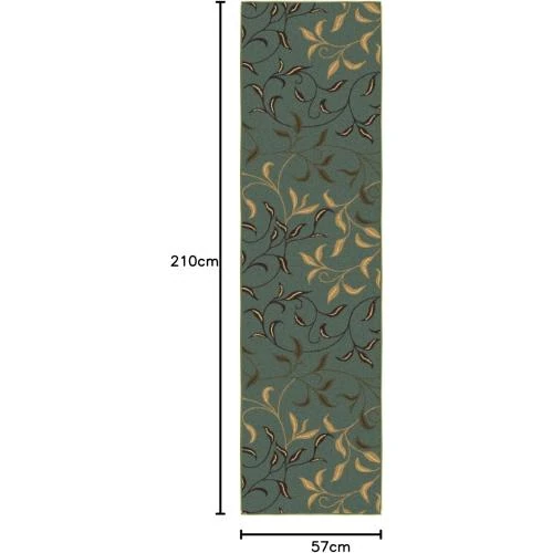 Détail de Tapis de Couloir Ottohome, Motif Feuilles, Vert Écume