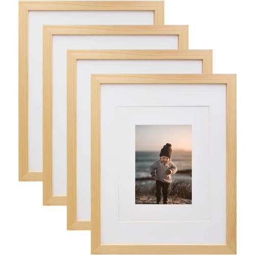 Cadres photo bois naturel, plexiglas, lot de 4 - Vue principale