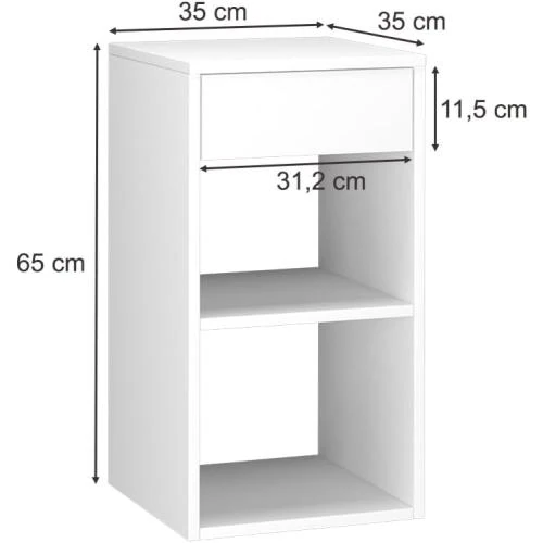 Zoom sur Table de Chevet Vicco Dany, Blanc, Design Moderne