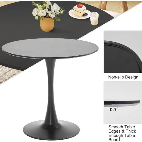 Zoom sur Table salle à manger ronde blanche TUOMUR, design moderne