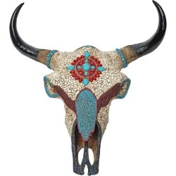 Sculpture Vache Taureau Cornes, Décoration Polyresin Mosaique