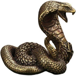 Statue serpent laiton, sculpture cobra, décoration bureau créative