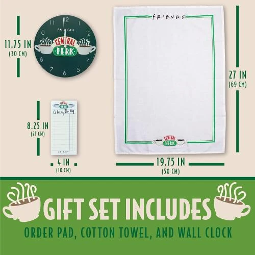 Détail de Coffret Cadeau Paladone Central Perk, Horloge, Serviette, Bloc Notes