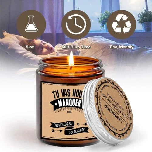 Zoom sur Bougie Parfumée Lavande Naturelle Cire de Soja Aromathérapie