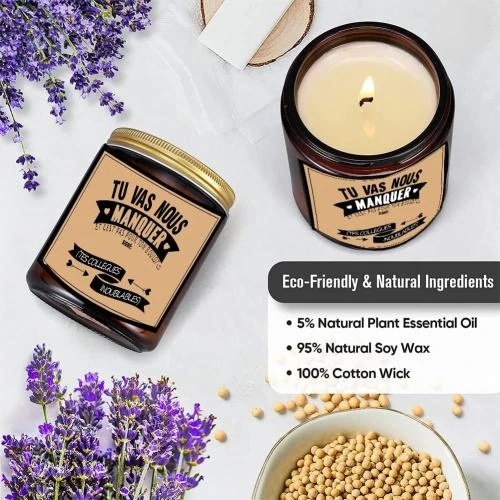 Détail de Bougie Parfumée Lavande Naturelle Cire de Soja Aromathérapie