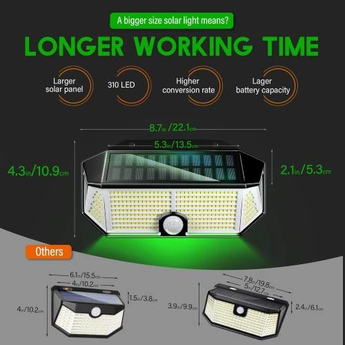 Détail de Lampes solaires FLOWood, pack 2, 310 LED lumineuses