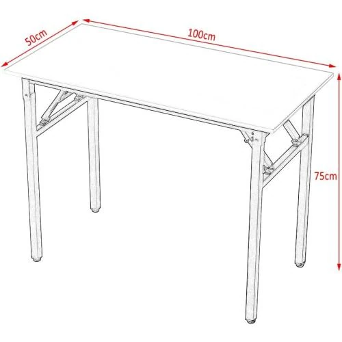 Détail de Table Bureau Pliable Informatique Panana, Blanc Noir