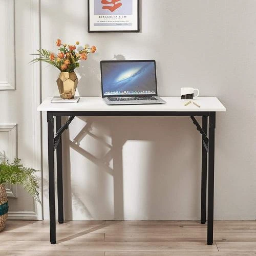 Zoom sur Table Bureau Pliable Informatique Panana, Blanc Noir