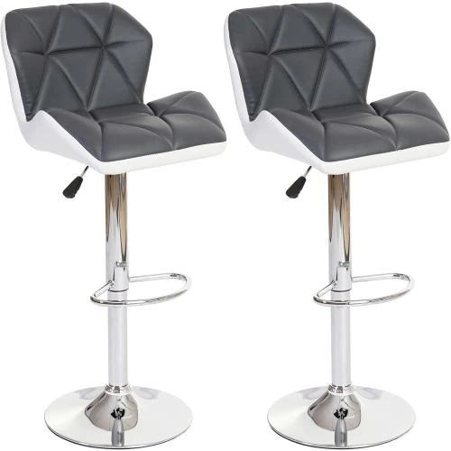 Mendler Tabouret Bar Hamilton, Bois, Similicuir, Rotatif, Gris - Vue principale
