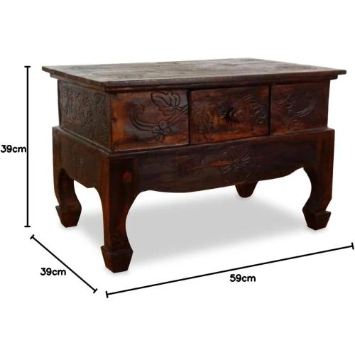 Zoom sur Table d'Opium Bali Livasia, Table d'Appoint Durable, Marron