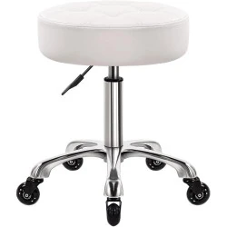 Tabouret Bureau Pivotant WKWKER, Cuir Synthétique Blanc