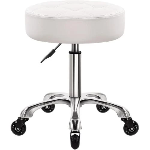 Tabouret Bureau Pivotant WKWKER, Cuir Synthétique Blanc - Vue principale