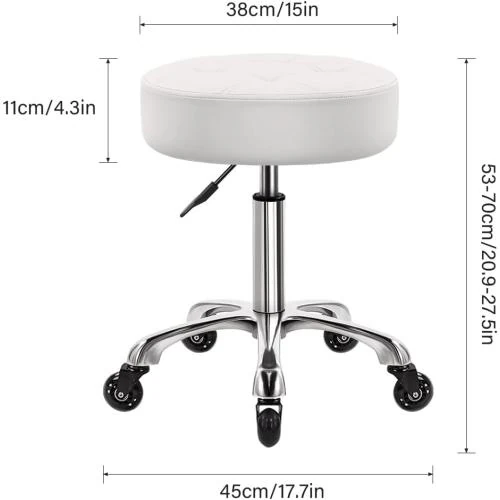 Détail de Tabouret Bureau Pivotant WKWKER, Cuir Synthétique Blanc