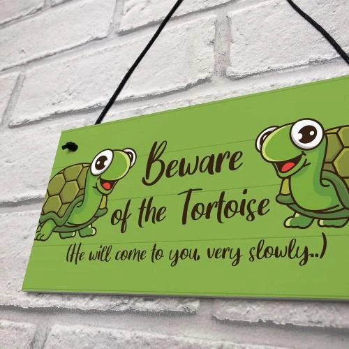 Zoom sur Plaque Murale Amusante Suspended, Red Ocean, Beware Tortoise