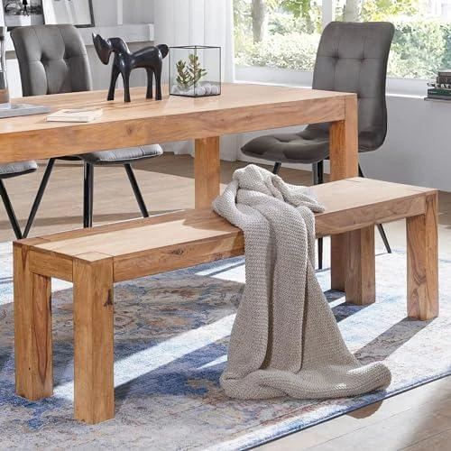 Détail de Banc en Bois Massif Acacia pour Salle à Manger - Capacité 200kg