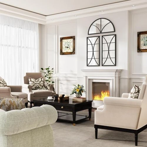 Zoom sur Miroirs noirs arqués, lot de 3, décoration métal