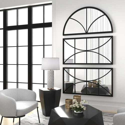 Miroirs noirs arqués, lot de 3, décoration métal - Vue principale