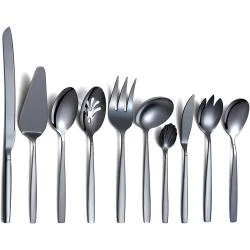 Ensemble service noir 10 pièces, couverts acier inoxydable, titane