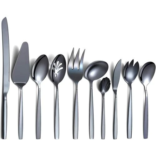 Ensemble service noir 10 pièces, couverts acier inoxydable, titane - Vue principale