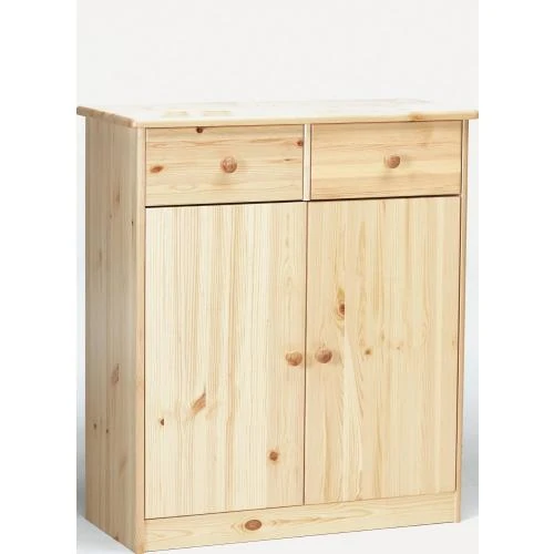 Commode pin massif naturel, 2 tiroirs, 2 portes - Vue principale