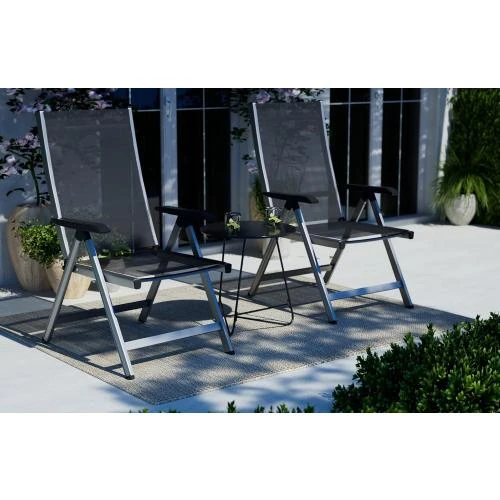 Détail de Chaise extérieure réglable 5 positions, lot de 2, gris
