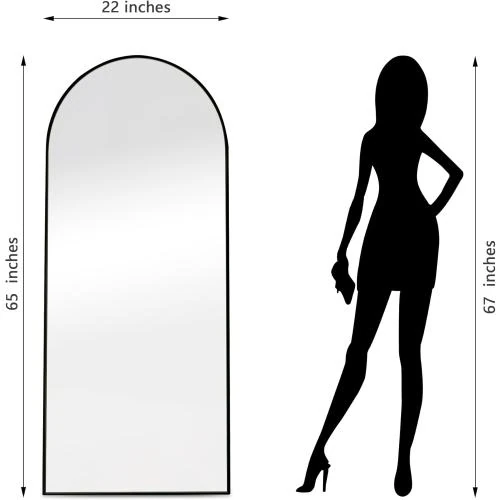 Zoom sur Miroir pleine longueur Dolonm, design moderne, noir