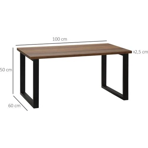 Zoom sur Table Basse Rectangulaire Style Industriel, Pied Métal, Bois