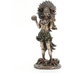 Statue résine Coatlicue, motif azteque, Veronese Design