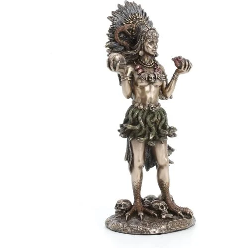 Zoom sur Statue résine Coatlicue, motif azteque, Veronese Design
