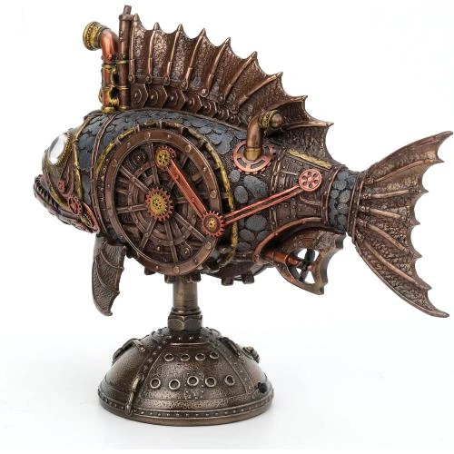 Zoom sur Statue Sous-Marin Steampunk Anglerfish, LED Périscope