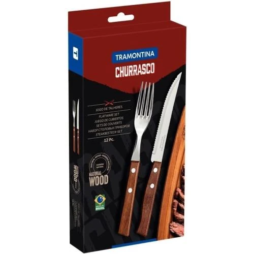 Détail de Tramontina Steakbesteck Set 12 pièces, Bois naturel
