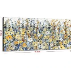 Peinture murale contemporaine fleurs, décoration abstraite en situation