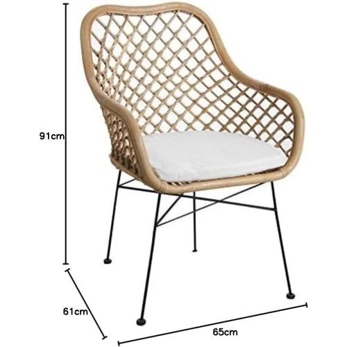 Détail de Fauteuil rotin naturel, métal, design moderne, confort