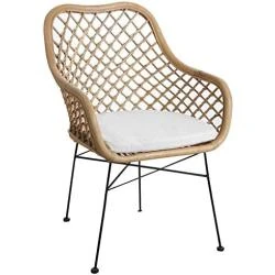Fauteuil rotin naturel, métal, design moderne, confort