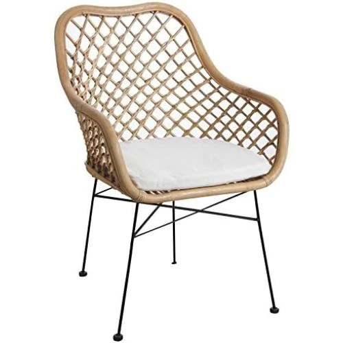 Fauteuil rotin naturel, métal, design moderne, confort - Vue principale