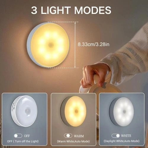 Zoom sur Veilleuse LED Caldarax Rechargeable USB, Détecteur Mouvement