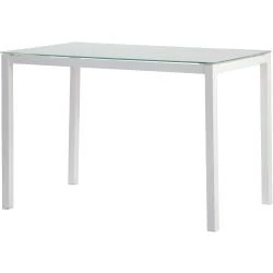 Table Cuisine Verre Trempé Modèle Lluvia Blanc Rectangulaire