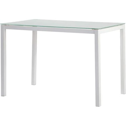 Table Cuisine Verre Trempé Modèle Lluvia Blanc Rectangulaire - Vue principale