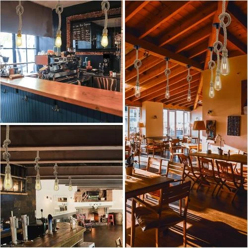 Zoom sur Suspension Luminaire Vintage EYLM, Retro Plafonnier Salle À Manger