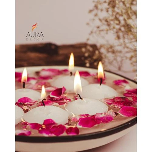 Détail de Bougies flottantes blanches AuraDecor, lot de 20 pièces