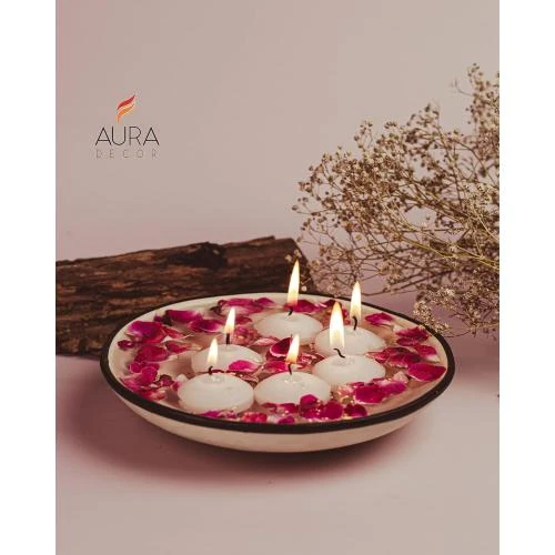 Zoom sur Bougies flottantes blanches AuraDecor, lot de 20 pièces