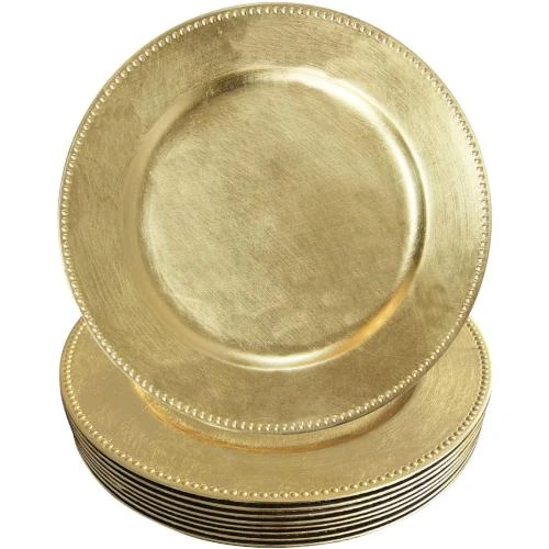 Welmatch Assiettes rondes plastiques dorées, lot 12 - Vue principale