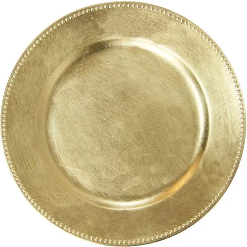 Détail de Welmatch Assiettes rondes plastiques dorées, lot 12
