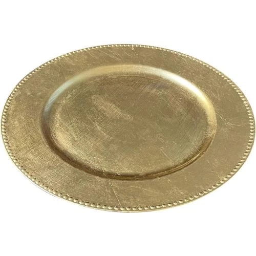 Zoom sur Welmatch Assiettes rondes plastiques dorées, lot 12