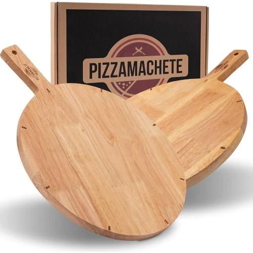 Détail de Assiettes à pizza bois, planche découpe ronde, accessoires cuisine