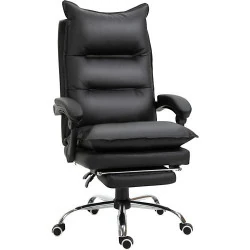 Fauteuil Bureau Ergonomique Vinsetto, Repose Pied, Noir